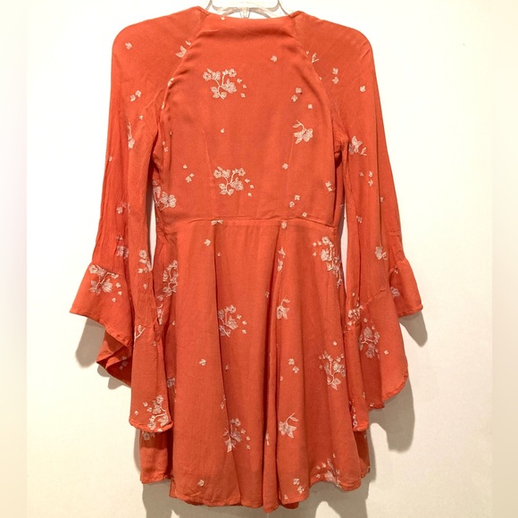 Free People Jasmine Embroidered Mini Dress, Size 2, Papaya Orange - Picture 11 of 11